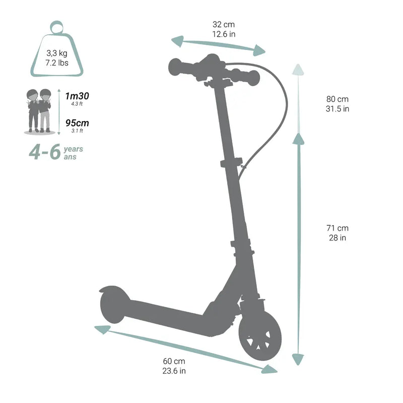 Scooter - 4-6 Years Old Durable with Dual Brake System - Safe and Durable - Scooter Designed for Children 95cm-1.3m - Help Them Learn to Keep Balance On The Scooter