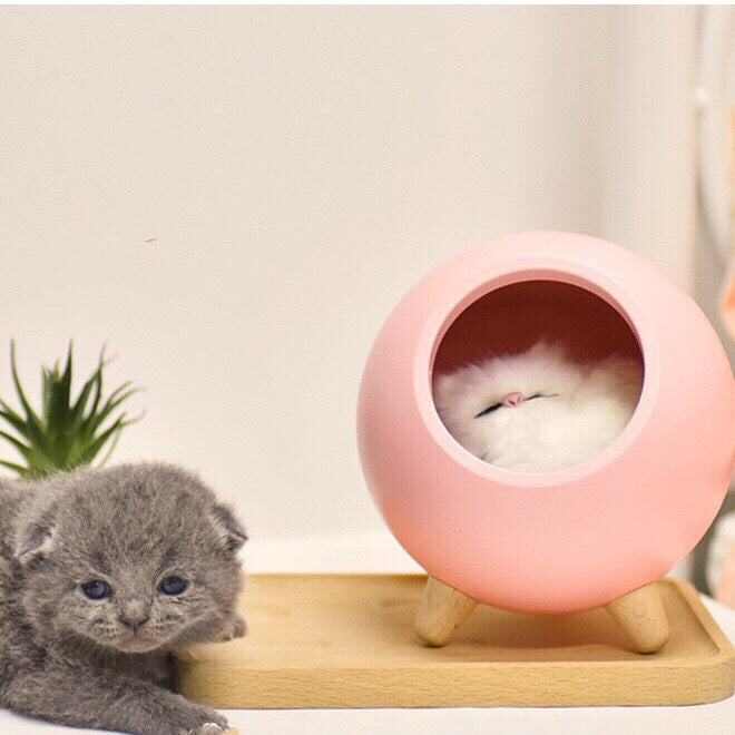 Little Cute Cat - Pethouse Touch Dimming - LED Night Light - USB Rechargeable Table Lamp Bedroom Light - Sleeping Kitten Lamp - Atmosphere Light - Creative Gift Lamp