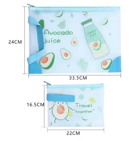 Avocado A4 Transparent TPU File Pocket - Waterproof Zipper Document Bag - Student School Office Stationery Supplies