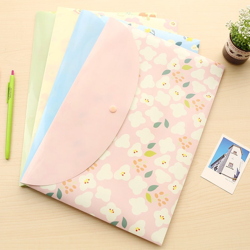 PVC A4 Flower File Pocket - Waterproof Document Bag - Student School Office Stationery Supplies