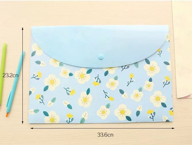 PVC A4 Flower File Pocket - Waterproof Document Bag - Student School Office Stationery Supplies