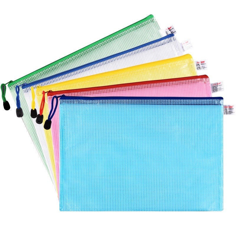 Plastic A4 File Pocket - Waterproof And Dampproof Zipper Document Bag - Student School Office Stationery Supplies