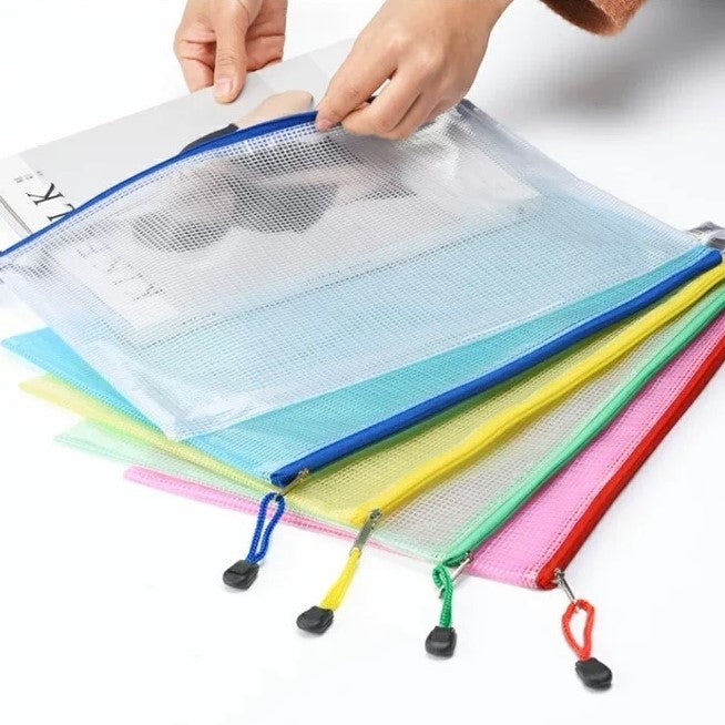 Plastic A4 File Pocket - Waterproof And Dampproof Zipper Document Bag - Student School Office Stationery Supplies