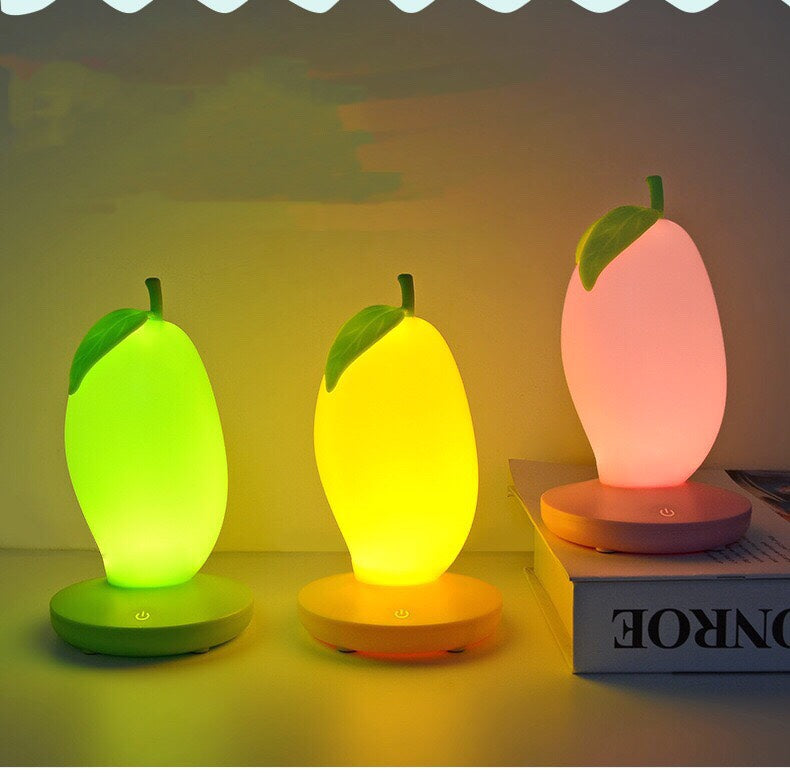 Mango Silicone Night Light -Touch Control  Lamp Led Night Light - Bedroom Lights Table Lamp Bedside  Night Light Gift - for  Birthday