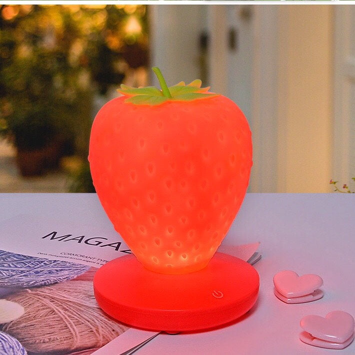 Strawberry Silicone Night Light -Touch Control  Lamp Led Night Light - Bedroom Lights Table Lamp Bedside  Night Light Gift - for  Birthday