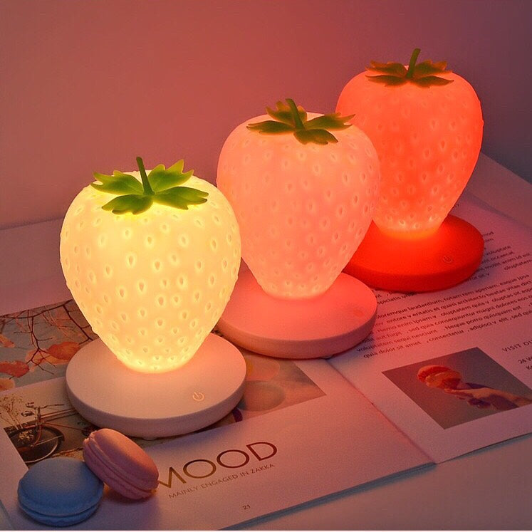 Strawberry Silicone Night Light -Touch Control  Lamp Led Night Light - Bedroom Lights Table Lamp Bedside  Night Light Gift - for  Birthday