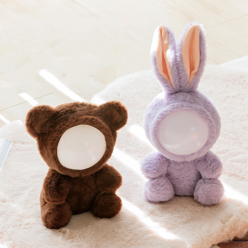 Stuffed Animal Night Light - Cute Bunny Soft Plush Toy Night Lights - with Timer Rechargeable Dimmable Animal LED Lamp - with Bluetooth Speaker Gifts for Kids Baby Teenage Girls Boys Women