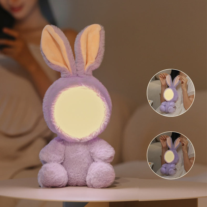 Stuffed Animal Night Light - Cute Bunny Soft Plush Toy Night Lights - with Timer Rechargeable Dimmable Animal LED Lamp - with Bluetooth Speaker Gifts for Kids Baby Teenage Girls Boys Women