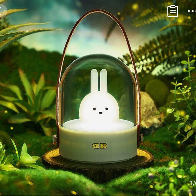 Rabbit Portable Music Night Light - Dimmable Bedside Lamp Night Light For Kids -  Bedside Lamp with Handle Rope can be Used in Children&