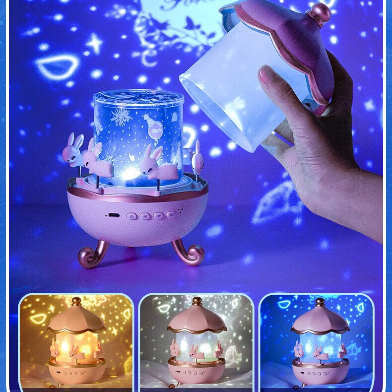 Rotating Cabin Ocean Starry Sky Projection Light - Musical 360 Rotating -  for Kids Bedroom Home Decor - 6 Pattern