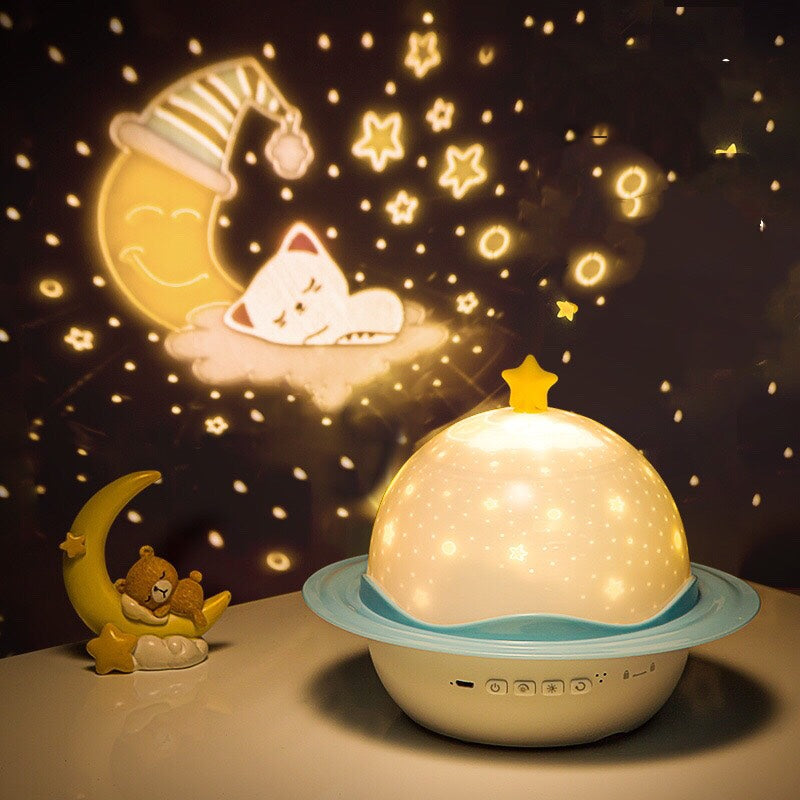 Lucky Star Starry Night Light - Musical 360 Rotating Universe Sky Projector Lamp -  for Kids Bedroom Home Decor - 8 Pattern