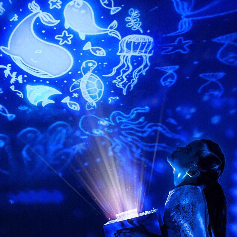 Lucky Star Starry Night Light - Musical 360 Rotating Universe Sky Projector Lamp -  for Kids Bedroom Home Decor - 8 Pattern
