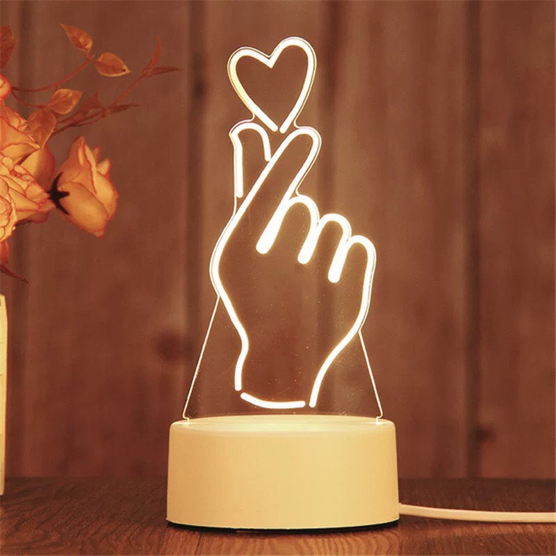 Compare Heart 3D Night Light - LED Lamp Bedside Desk Table Lamp -  Lights with Acrylic Flat & USB Charger - as Home Decor