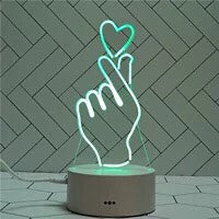 Than Heart 3D LED Night Lamp - For Kids Gifts USB Touch Desk Lamp - 7 Colors Bedroom Night Light Table Lamp - USB Control Home Decor Light Gifts