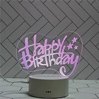 Happy Birthday 3D LED Night Lamp - For Kids Gifts USB Touch Desk Lamp - 7 Colors Bedroom Night Light Table Lamp - USB Control Home Decor Light Gifts