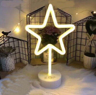 Star - Neon Night Light - Sign Wall Art Sign Night Lamp - Xmas Birthday Gift - Wedding Party Wall Hanging Neon Lamp Home Decor