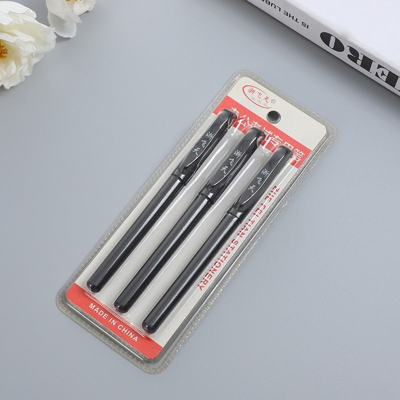 3 Pieces Set - Black Gel Ink Pen Pack - School And Office Supplies