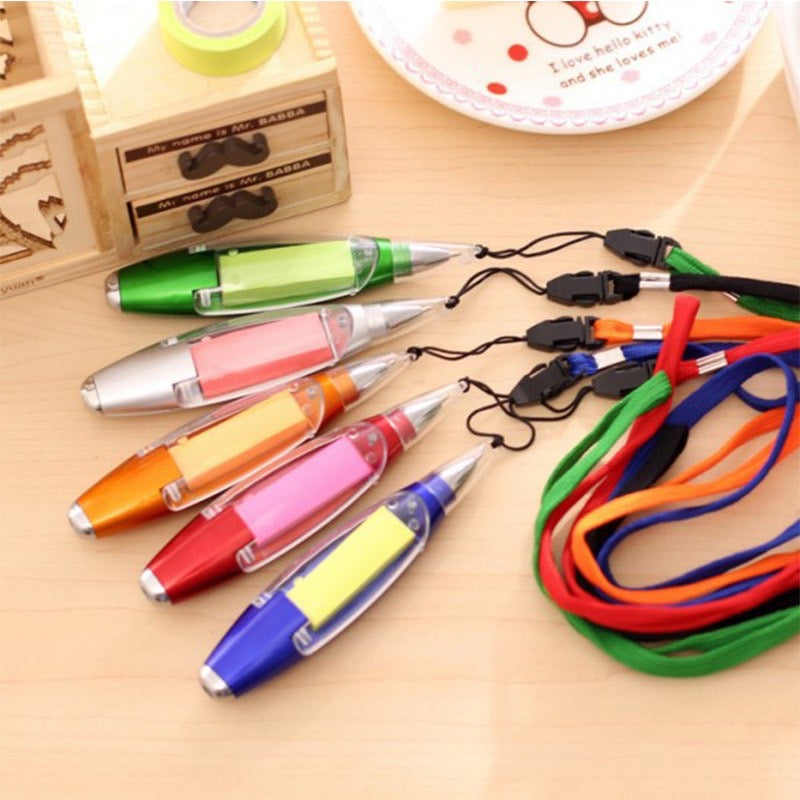 Creative Multifunctional Blue Ballpoint Pen With LED Light Sticker And Lanyard - School And Office Spplies