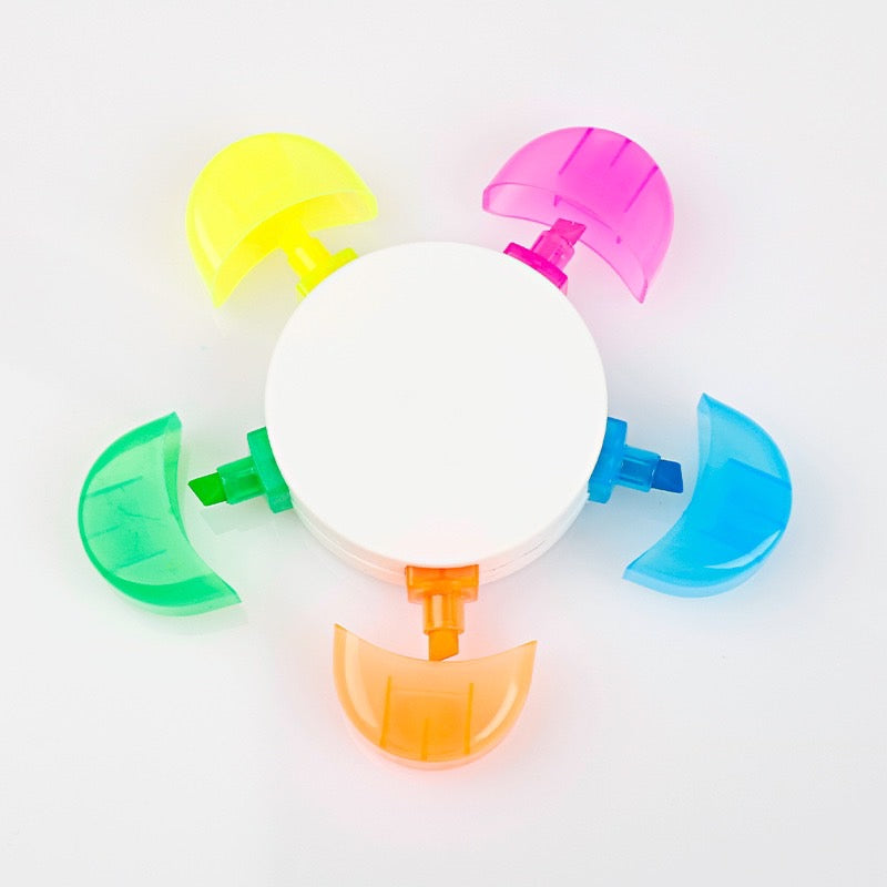 Flower Shaped Highlighter - 5 Colors Fluorescent Petal Marker Pen - School And Office Sppulies