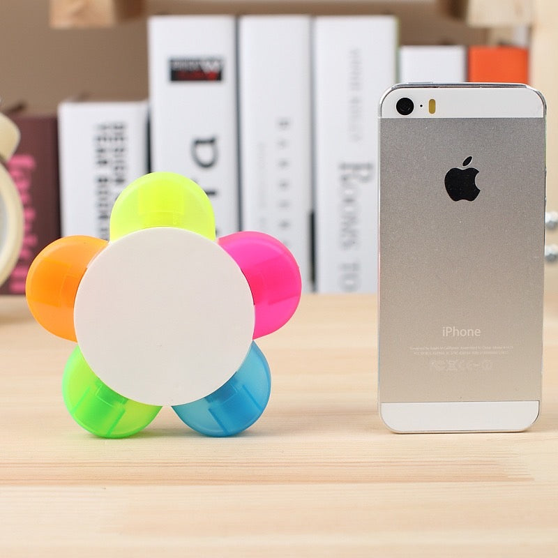 Flower Shaped Highlighter - 5 Colors Fluorescent Petal Marker Pen - School And Office Sppulies