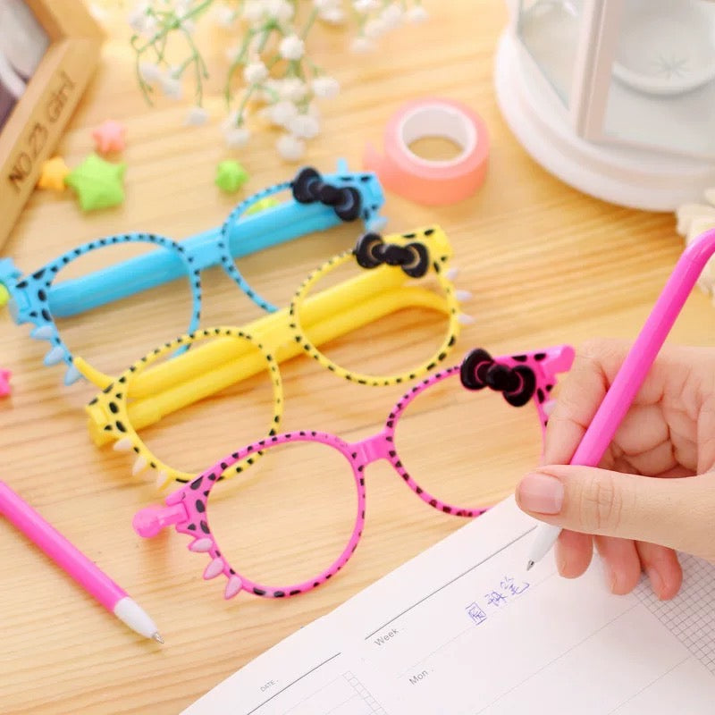 1 PC Kawaii Glasses Style Blue Ballpoint Pen - Creative Stationary School Supplies