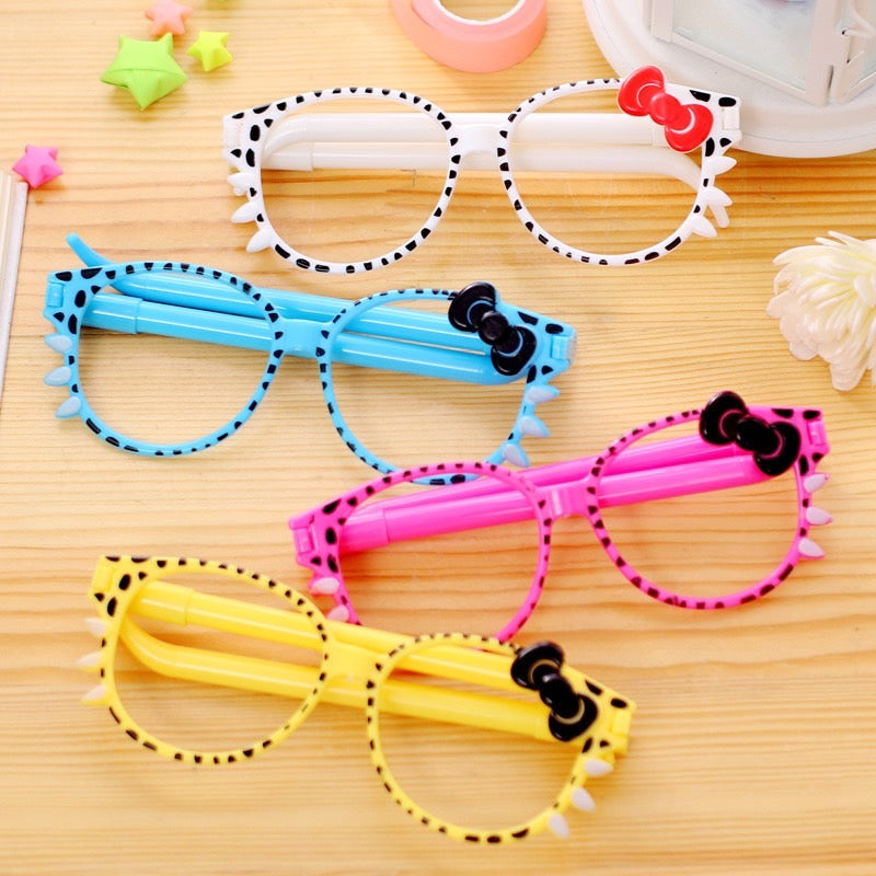 1 PC Kawaii Glasses Style Blue Ballpoint Pen - Creative Stationary School Supplies