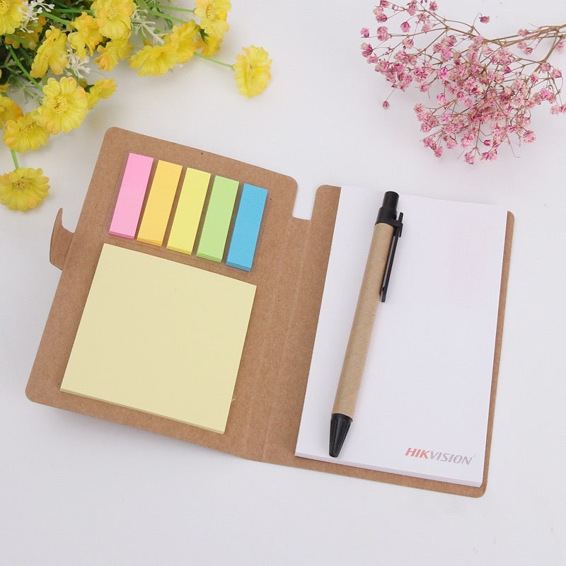 Multi-function Sticky Notes Set - Kraft Paper Notebook Personalized Notepads With Pens