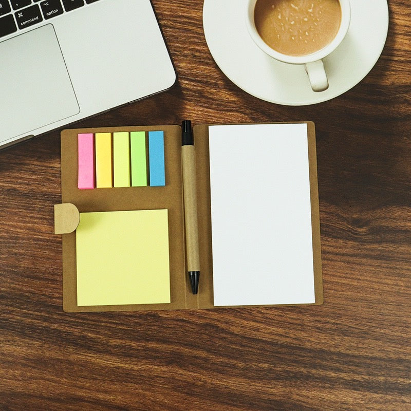 Multi-function Sticky Notes Set - Kraft Paper Notebook Personalized Notepads With Pens