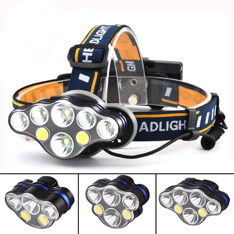 Super Bright Headlamp - USB Rechargeable Led Head Lamp - Adjustable Headband - Hard Hat Light Perfect for Camping - Hiking, Outdoors - Hunting - Running