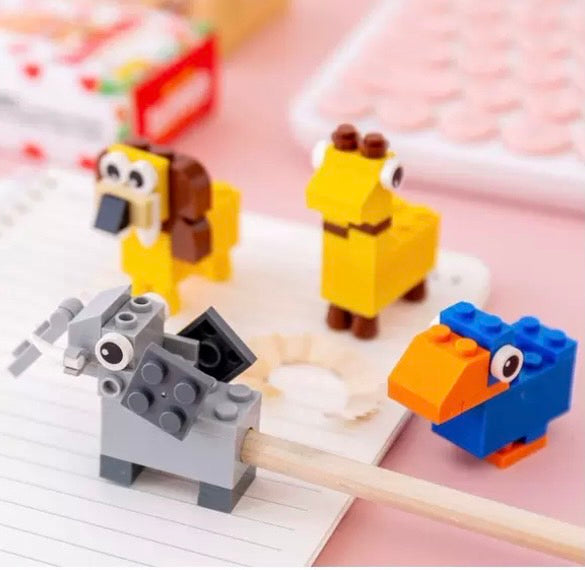 DIY Creative Building Blocks Pencil Sharpener - Cartoon Student Stationery Puzzle Toy