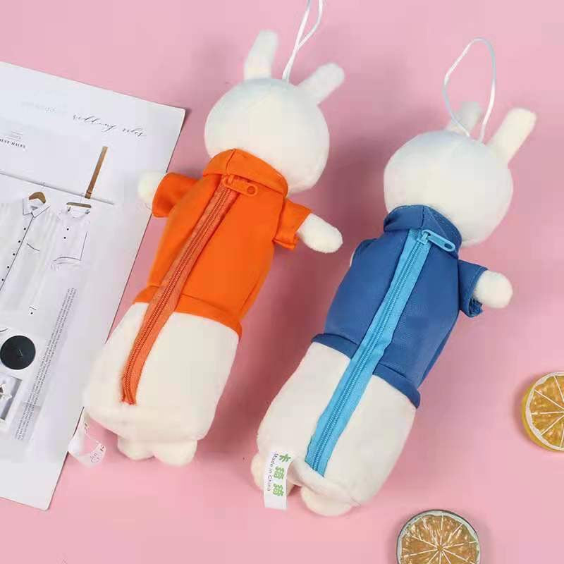 1 PC Creative Little Rabbit Plush Cartoon Animal Pencil Case - Cute Children&