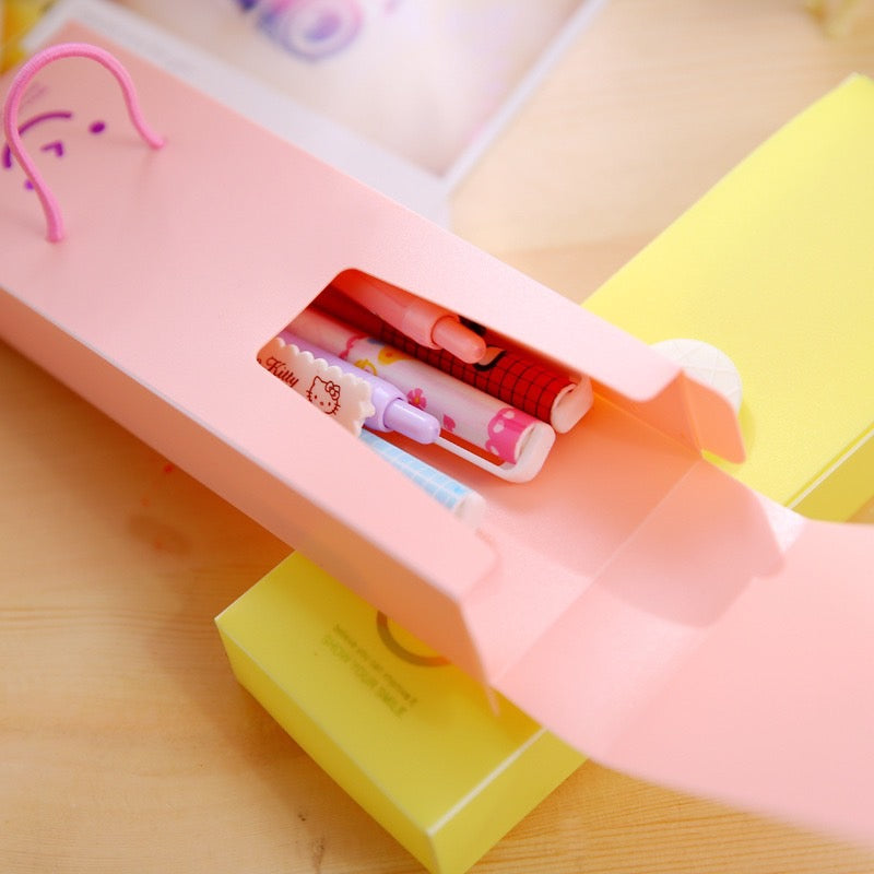 1 PC Smile Push Cover Pencil Case - Candy Color PVC Pencil Case - Students Pencil Box Promotional School Stationery Mini Portable Box