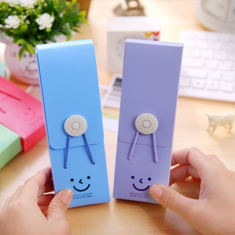 1 PC Smile Push Cover Pencil Case - Candy Color PVC Pencil Case - Students Pencil Box Promotional School Stationery Mini Portable Box