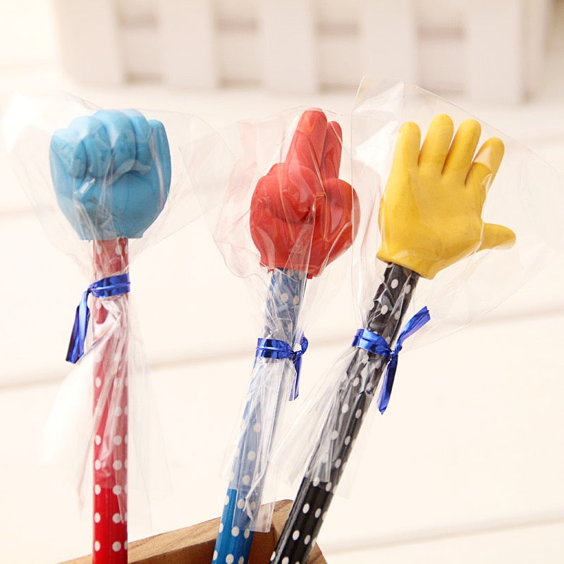 3 PCS Finger Gesture Eraser Pencil Set - Cute Creative Cartoon Pencil Primary School Students Supplies