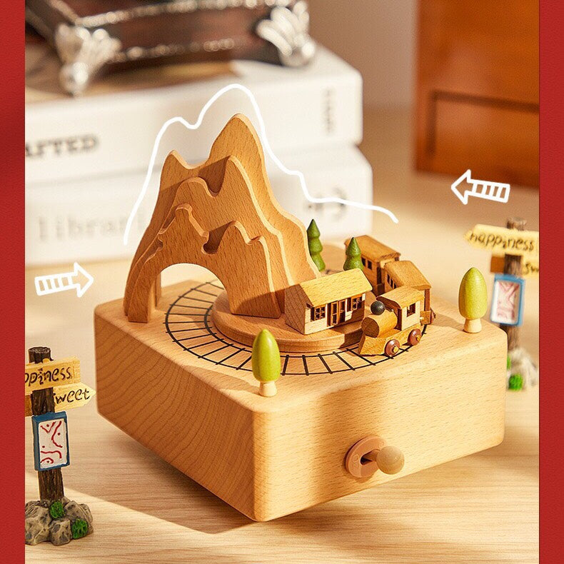 Little Train Wooden Music Box - High Quality Wood Music Box - Birthday Gift