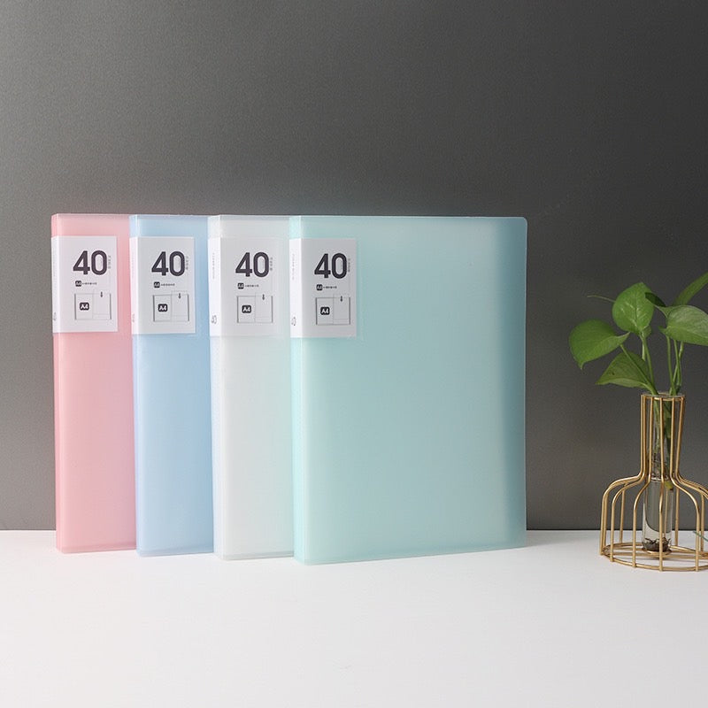 1 PC A4 Display Book 40 Pages Transparent Insert Folder Document Storage Bag - File Paper Folder For Bank Campus Office Family