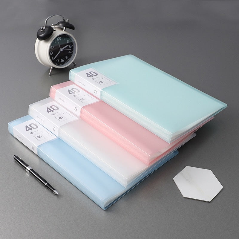 1 PC A4 Display Book 40 Pages Transparent Insert Folder Document Storage Bag - File Paper Folder For Bank Campus Office Family