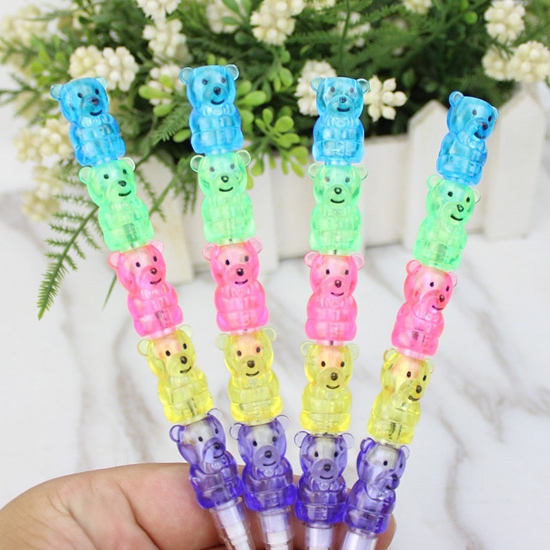 1 PC Building Blocks Pencil - Cute Bear Pencils Student Stationery Animal Modeling Cartoon Pencil Section Pencils