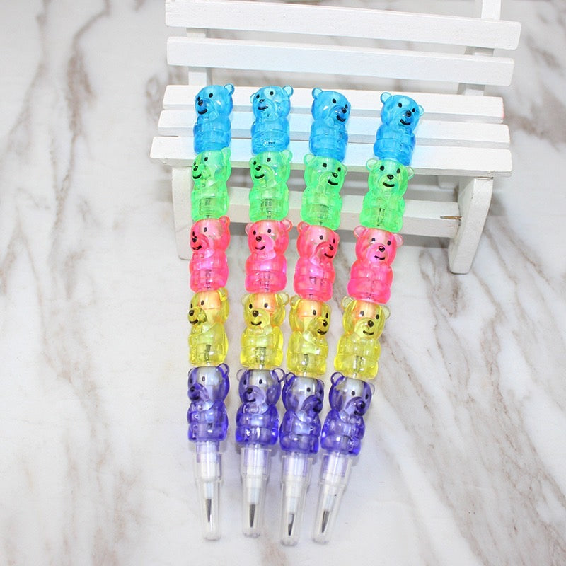 1 PC Building Blocks Pencil - Cute Bear Pencils Student Stationery Animal Modeling Cartoon Pencil Section Pencils