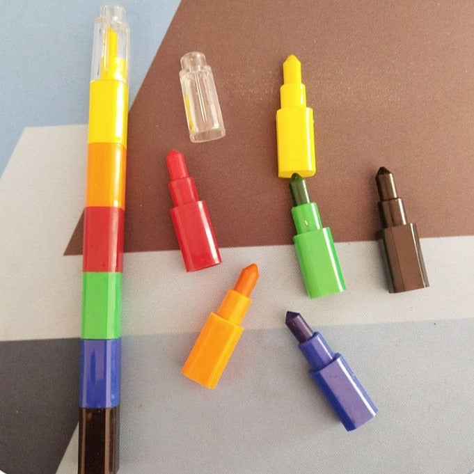 1 PC 6 Colors Oil Paint Pen - Crayons Stacker Pastel Pen - Crayons Painting Kids Pencils Art Gift For Children Drawing