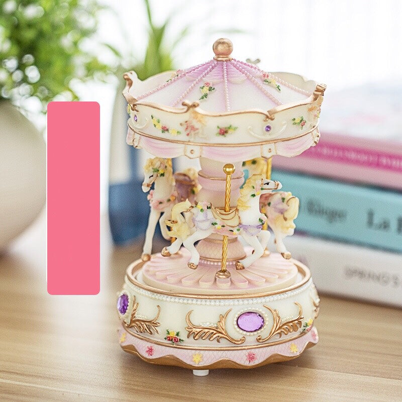 Carousel Music Box - Gift Melody Castle in the Sky -  Pink - Blue- Purple