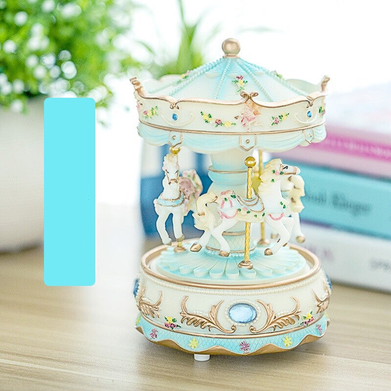 Carousel Music Box - Gift Melody Castle in the Sky -  Pink - Blue- Purple