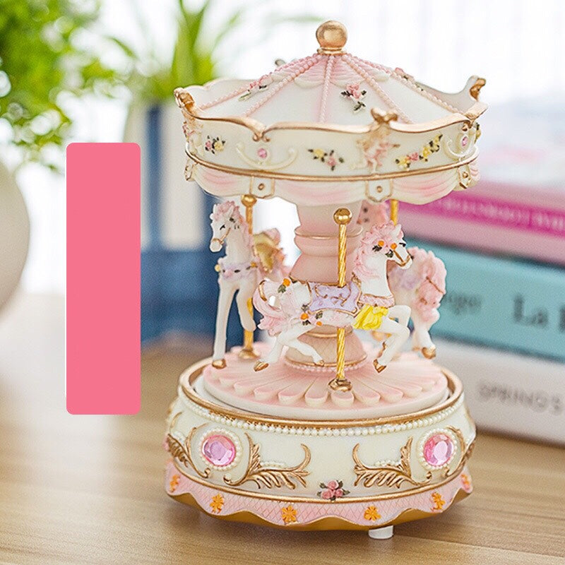 Carousel Music Box - Gift Melody Castle in the Sky -  Pink - Blue- Purple