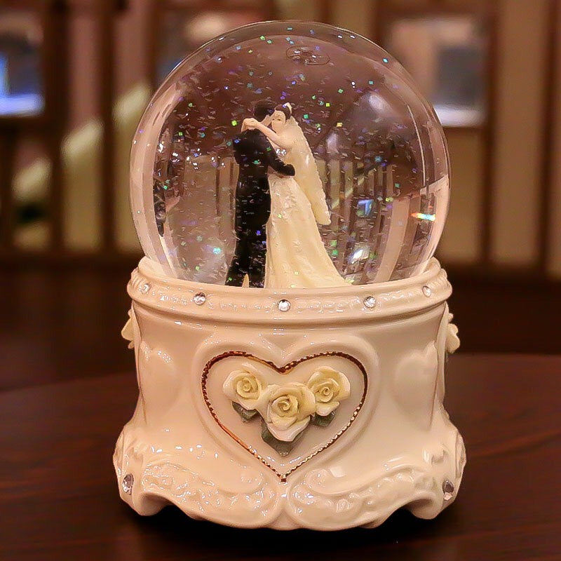 Wedding Crystal Ball Music Box - As a Wedding Anniversary - Birthday - Valentine&