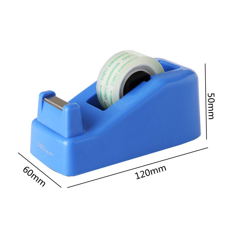 Non-Slip Blue Desktop Small Tape Holder - Plastic Creative Cutter Desktop Tape Dispenser - School Office Supplies