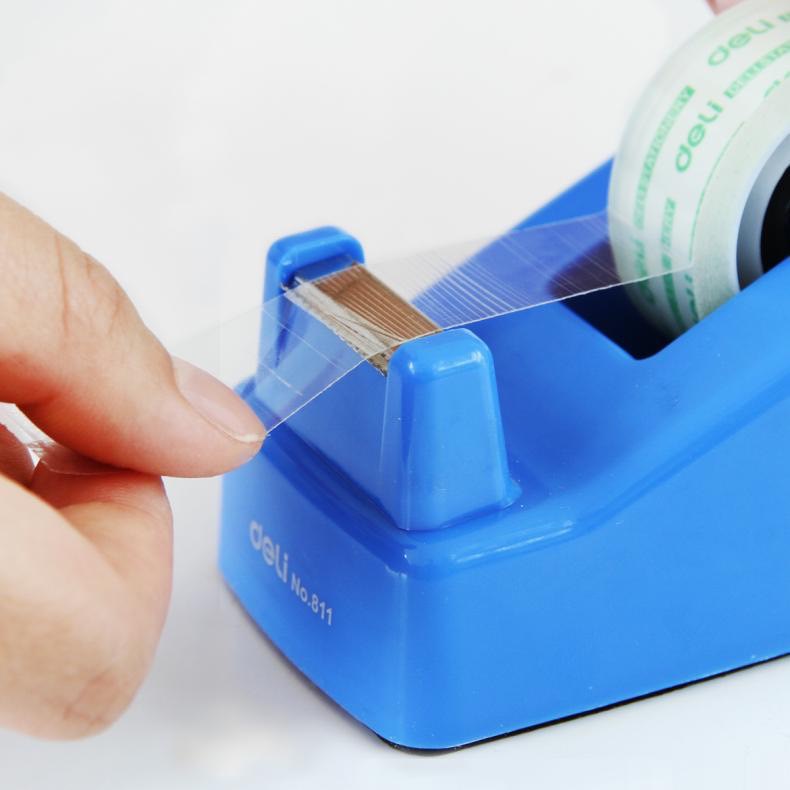 Non-Slip Blue Desktop Small Tape Holder - Plastic Creative Cutter Desktop Tape Dispenser - School Office Supplies