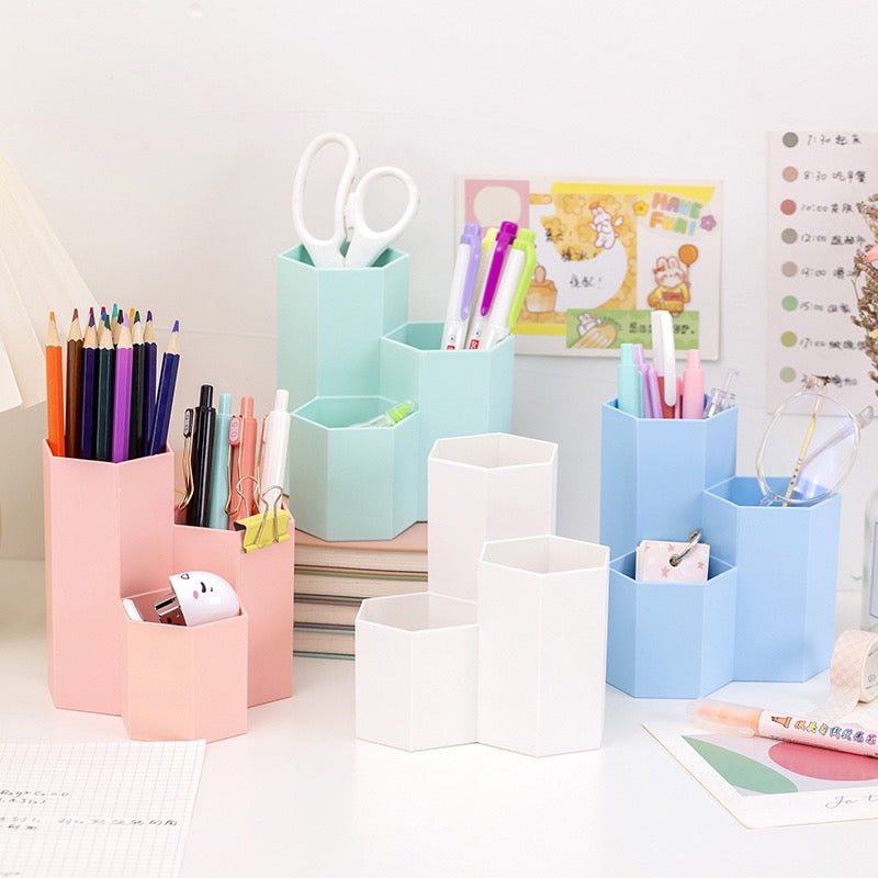 Large Capacity Desk Pen Holder - Pencil Makeup Storage Box Desktop Organizer Stand Case - School Office Stationery Desk Set