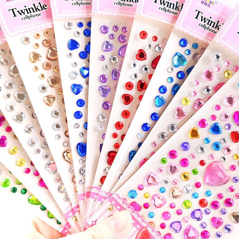 1 Sheet Sticker Rhinestones Acrylic Beads Scrapbooking Car Book Memo Decoration - Kids Toy DIY Art Craft - Style B