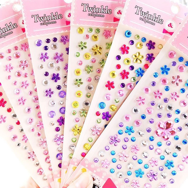 1 Sheet Sticker Rhinestones Acrylic Beads Scrapbooking Car Book Memo Decoration - Kids Toy DIY Art Craft - Style B