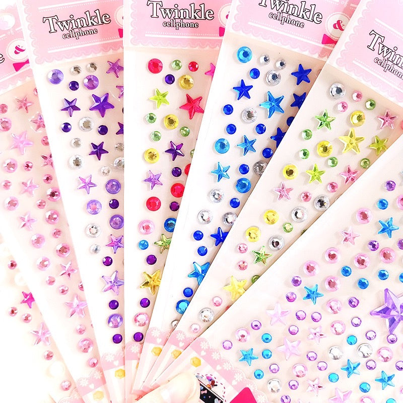 1 Sheet Sticker Rhinestones Acrylic Beads Scrapbooking Car Book Memo Decoration - Kids Toy DIY Art Craft - Style B